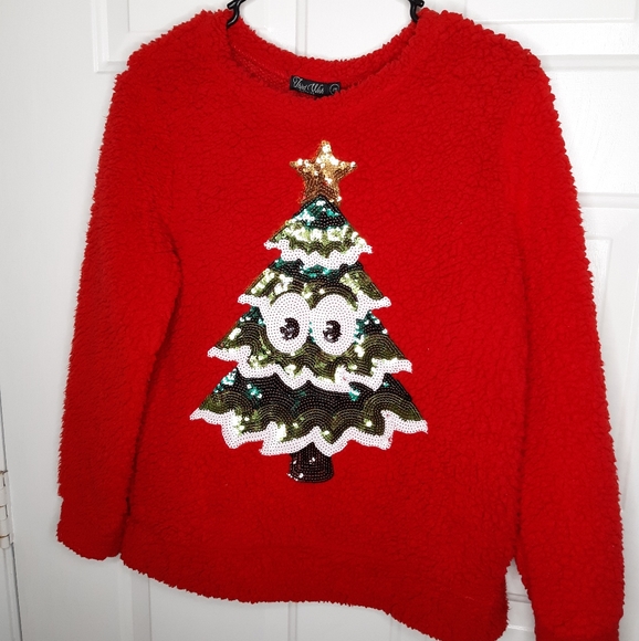 Third Wish - Sequined Christmas Tree Shirt - Sz M - Picture 1 of 5